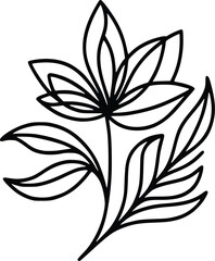 Black and White Tropical Floral Vector