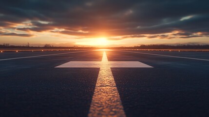 empty runway background with sun light : Generative AI