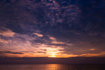 Sunset sky, Nature beautiful Light Sunset or sunrise over sea, Colorful dramatic majestic scenery sky,Amazing clouds and waves in sunset sky nature light cloud background