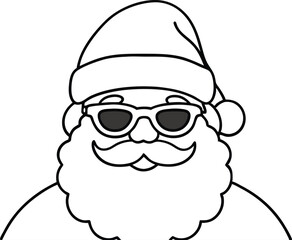 Christmas Santa Claus face with sunglasses, illustration in high quality and shadows, you can use in your Christmas designs.