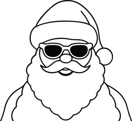 Christmas Santa Claus face with sunglasses, illustration in high quality and shadows, you can use in your Christmas designs.