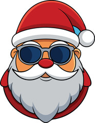 Christmas Santa Claus face with sunglasses, illustration in high quality and shadows, you can use in your Christmas designs.