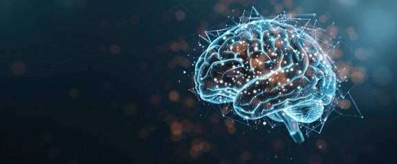 A brain with a lot of lines and dots surrounding it