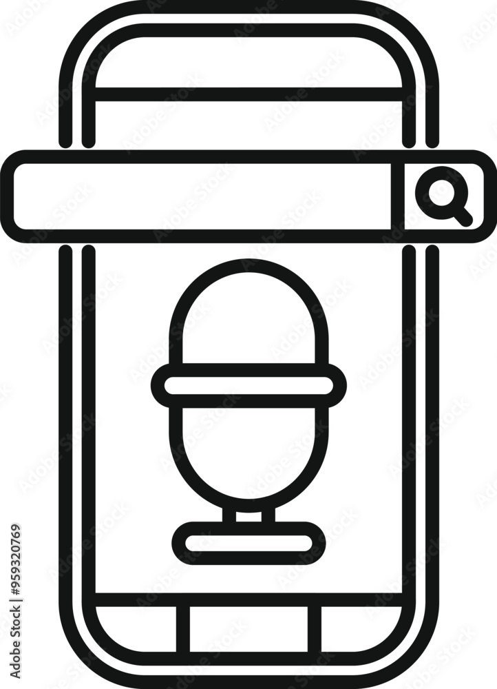 Poster smartphone is displaying a microphone for voice search engine optimization
