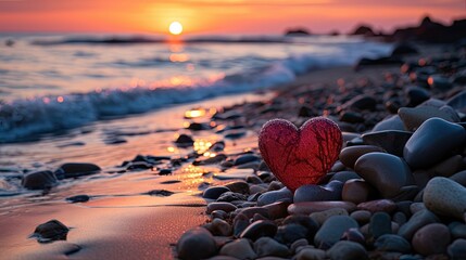 Fototapeta premium heart on the beach 
