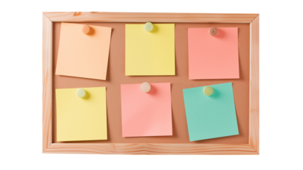 Post-it notes on board isolated