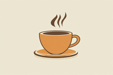 Obraz premium Vector Illustration of a Hot Coffee Cup on a Plain Color Background