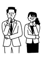 Men and women in suits who are worried about something_2