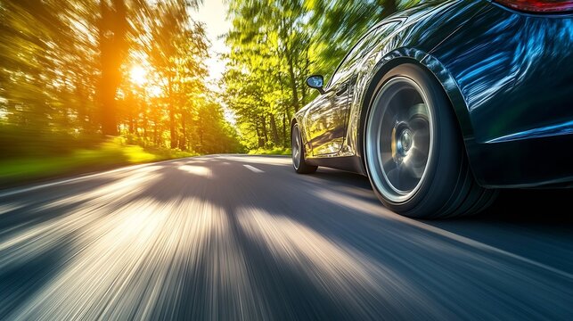 Elegant car speeding down a scenic rural road : Generative AI