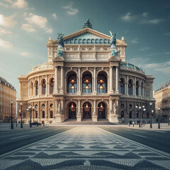 Obraz premium Majestic opera house basking in sunlight with intricate architecture