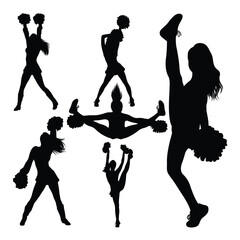 Cheerleader in action silhouettes.
