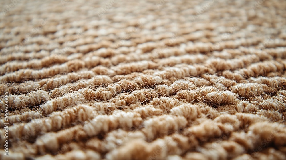 Fototapete close up of monochrome beige or brown carpet texture background from above texture tight weave carpe