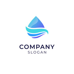 Water drop logo design. Wave and water drop combination logo concept