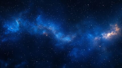 Night starry sky with many stars on dark blue twilight sky background in panoramic view : Generative AI