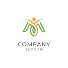 Letter M logo design template with health fitness