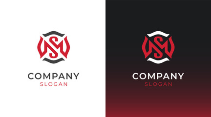 MS fire fighter, fire department logo design template