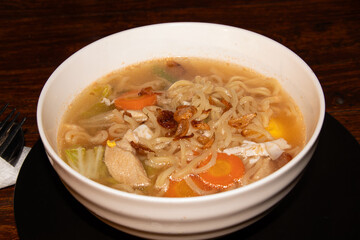 Indonesian chicken soup with fresh and delicious broth