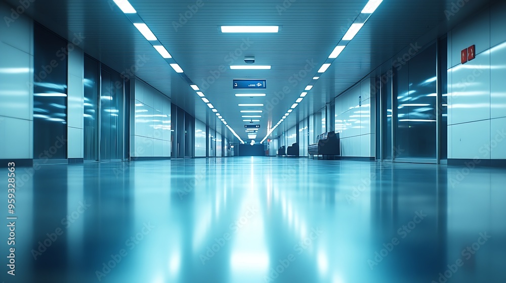 Aufkleber empty airport terminal due to coronavirus pandemic and suspended airline flights empty airport termi