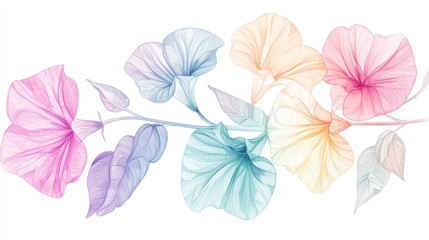 Soft and colorful flower illustration with delicate petals, perfect for design projects and nature-themed artwork.