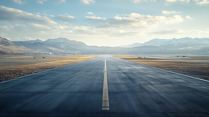 airport runway and taxi way with no aircrafts : Generative AI