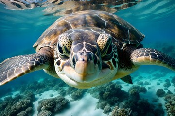 Fototapeta premium sea turtle swimming in the sea
