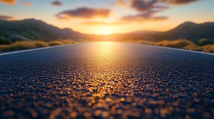Obraz premium Sunset or sun Rising Above Asphalt Country Road In Sunny evening or Morning Open empty Road In Summer Or Autumn Season Concept of beautiful travel : Generative AI