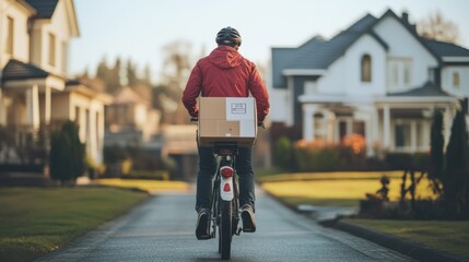 Delivery Person Riding a Bike With a Package on the Back