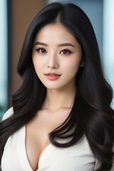 Successful Female Leader Standing in Corporate Environment