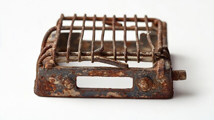 Old Cage mousetrap isolated on white background : Generative AI