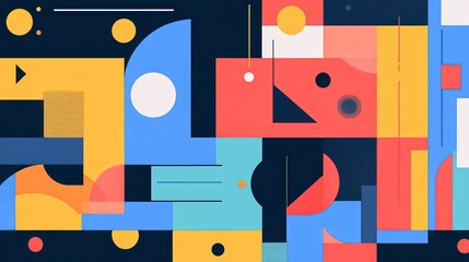 Minimalist Flat Design Elements with Clean Geometric Lines and Solid Colors