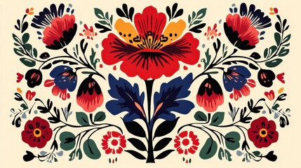 Authentic Polish Highlander Folk Art with Floral and Geometric Patterns for Design Inspiration