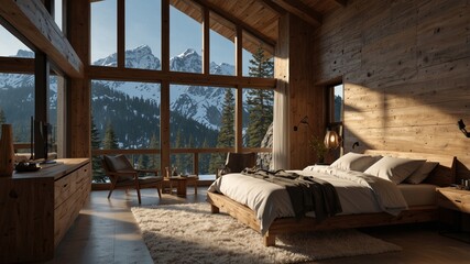 Minimalist Modern Bedroom in the Mountains
