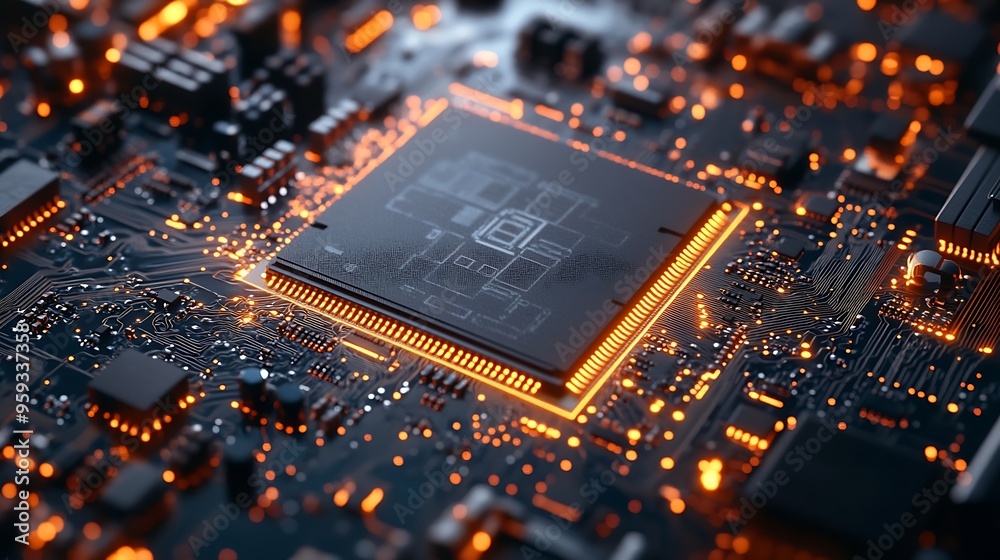 Fototapete electronic circuit board closeup electronic motherboard card circuitry and closeup on electronics ba