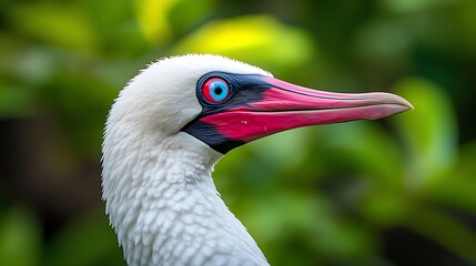 Fototapeta premium Redfooted booby Sula sula is a large seabird of the booby family Sulidae Klauea Point National Wildlife Refuge Kauai Hawaii USA : Generative AI