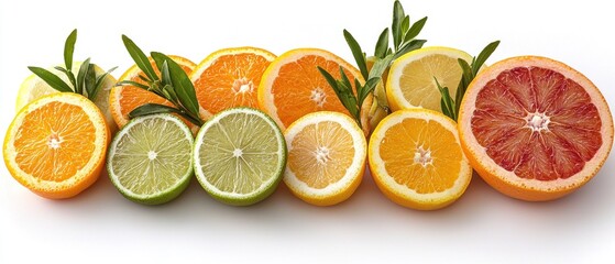 Citrus Fruit Arrangement with Green Sprigs
