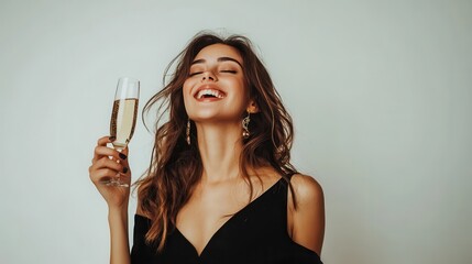 Happy woman toasting with