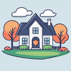 Naklejka premium Cozy Autumn Cottage Illustration