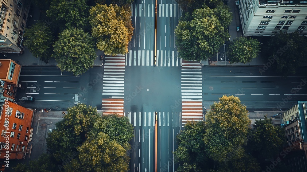 Poster empty street seen from above : generative ai