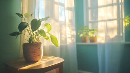 A cozy bright room with sunlight streaming in : Generative AI
