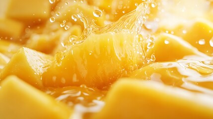 MANGO FRUIT JUICE SPLASH BACKGROUND WHITE : Generative AI