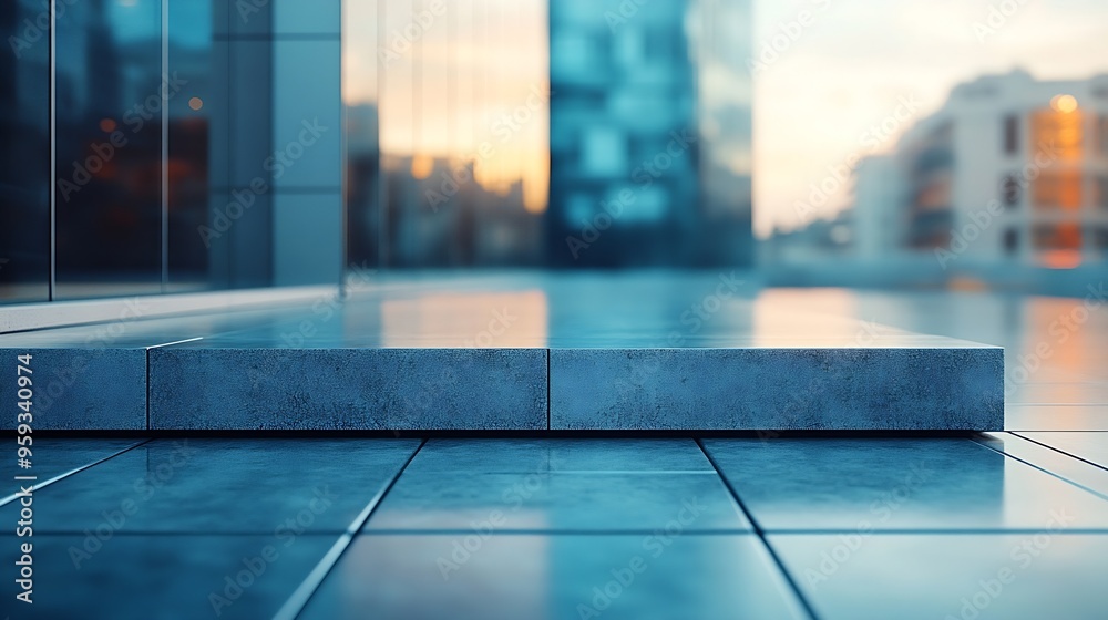 Leinwandbilder empty square platform and commercial building background : generative ai