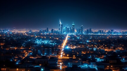 Night view of Riyadh City : Generative AI