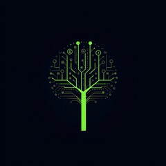 A digital tree with green branches and yellow circles