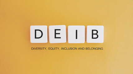 Obraz premium DEIB Blocks on a Minimalist Yellow Design