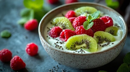 kiwi raspberry and yogurt BLW meal : Generative AI