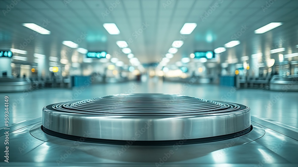 Aufkleber empty baggage carousel in airport hall : generative ai