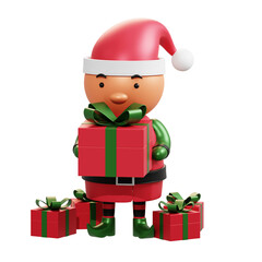 santa claus with gift box