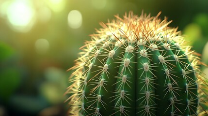 Cactus with dense spines A closeup image showcasing the intricate texture of a cactus with dense spines full frame background natural green cactus with sharp white prickles Cactus wood : Generative AI