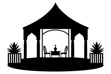 Silhouette of beautiful terrace.