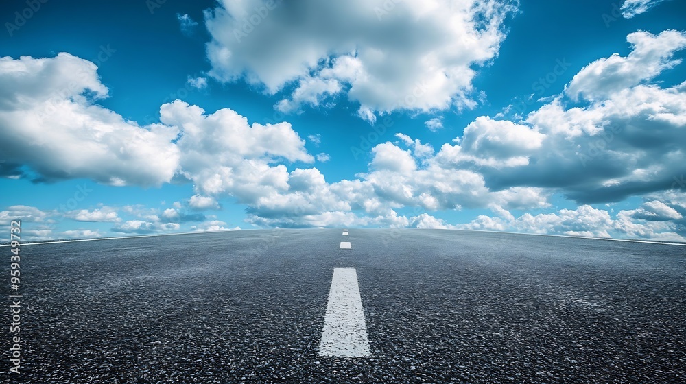 Poster empty asphalt road and sky cloudscape : generative ai